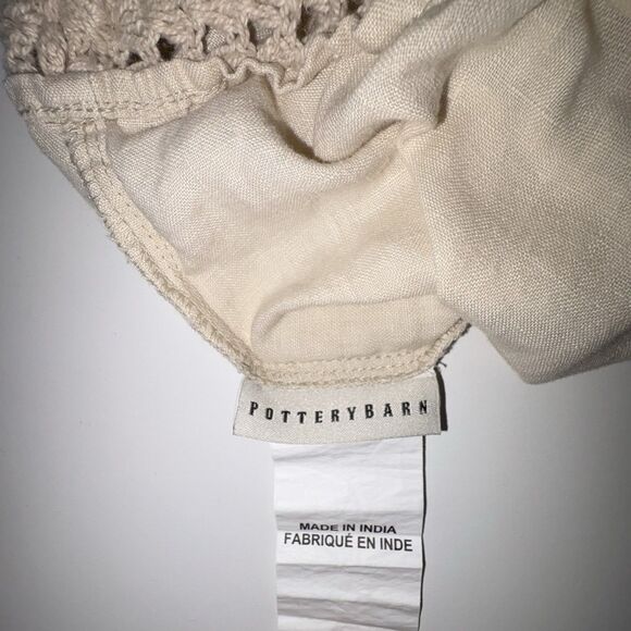 Pottery Barn Beige Linen Crochet Trim Standard Pillow Case Single - Picture 6 of 9